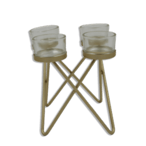 Gold Candles Stand with 4 Glass Cups