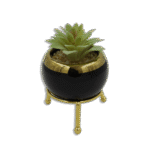 Gold and Black Vase with Flower