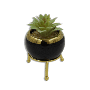 Gold and Black Vase with Flower