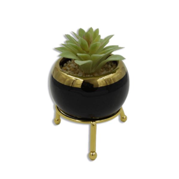 Gold And Black Vase With Flower