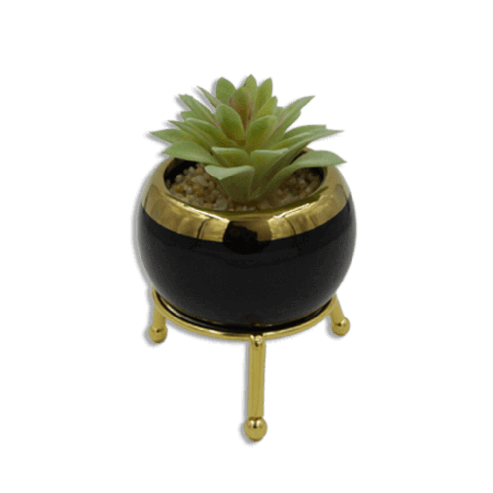 Gold-and-Black-Vase-with-Flower