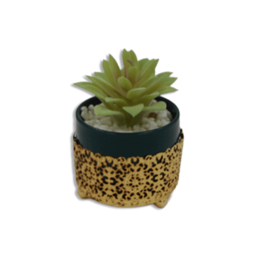 Golden-Patterned-Vase-with-Green-Flower