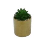 Golden Vase with Dark Green Flower