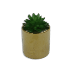Golden Vase with Dark Green Flower