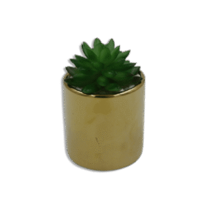 Golden Vase with Dark Green Flower