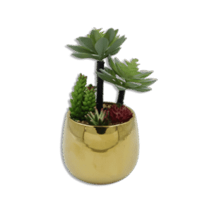 Golden Vase with Palm Trees and Flowers