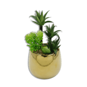Golden Vase with Palm Trees and Plants