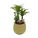 Golden Vase with Trees and Pink Plants