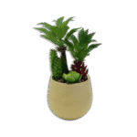 Golden Vase with Trees and Purple Plants