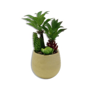 Golden Vase with Trees and Purple Plants
