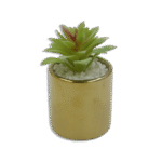 Golden Vase with Wide Light Green Flower