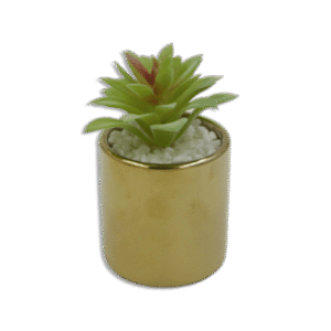 Golden Vase with Wide Light Green Flower