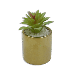Golden Vase with Wide Light Green Flower