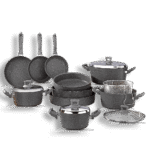 Momaz 15pcs Granite Grey Turkish Cookware Set