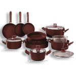 Momaz 15pcs Granite Red Turkish Cookware Set