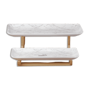Momaz Double Layer Serving Plate with Wooden Stand