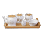 Momaz Marble Teapot Set with Wooden Tray