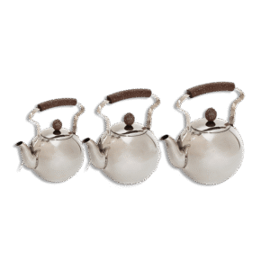 Momaz Stainless Steel Tea Pot Set with Brown Granite Handle
