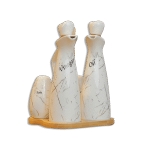 Momaz Vineger and Oil Marble Set with Wooden Stand
