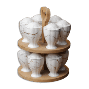 Momaz White Porcelain Spices Set with Stand