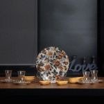 Orange Flowers 19 Pcs Round Serving Set