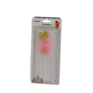 Pink Designed Number Eight Candle