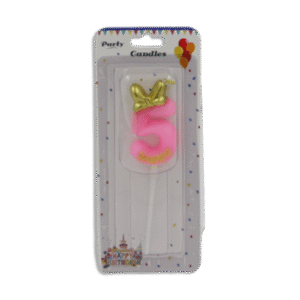 Pink Designed Number Five Candle
