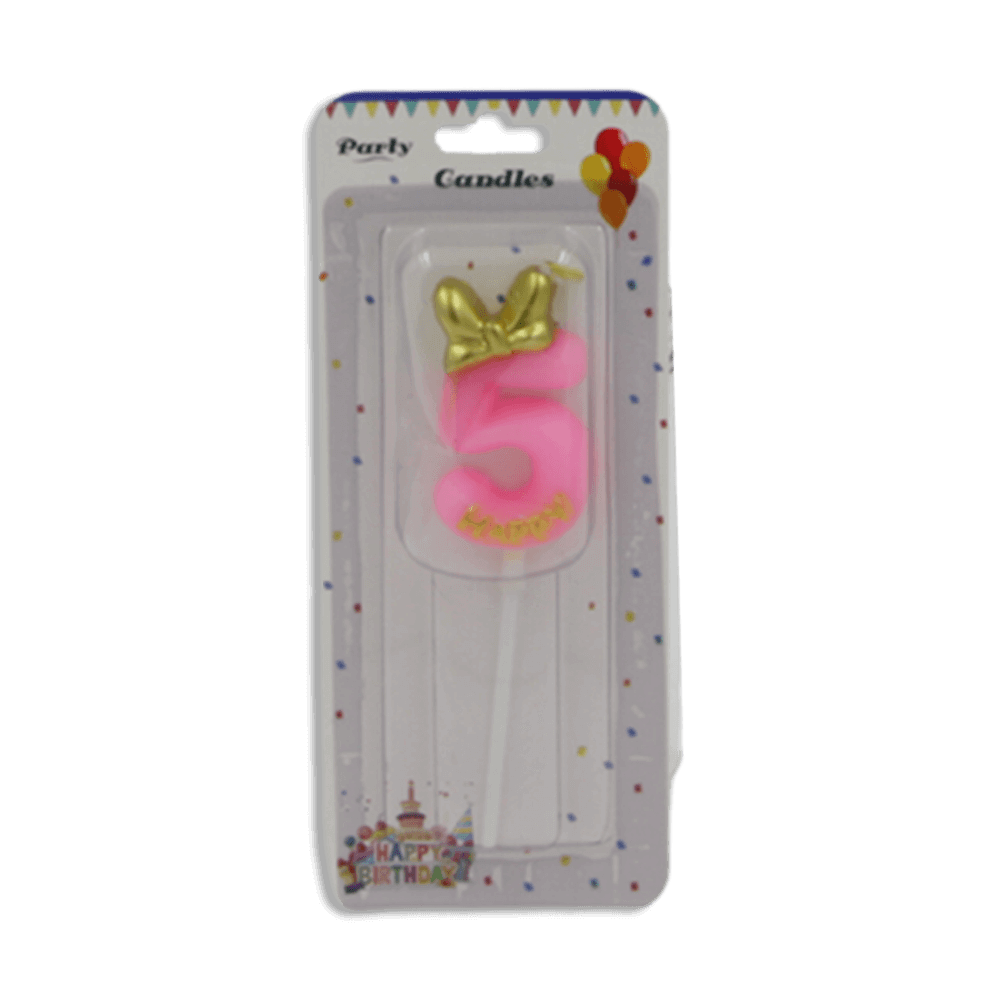 Pink-Designed-Number-Five-Candle