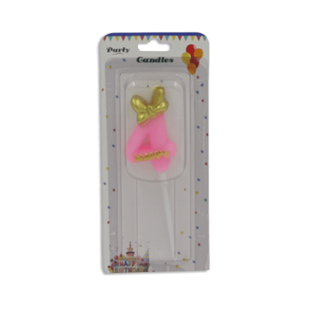 Pink-Designed-Number-Four-Candle