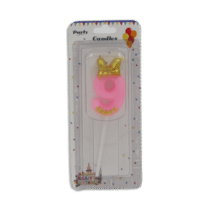 Pink Designed Number Nine Candle