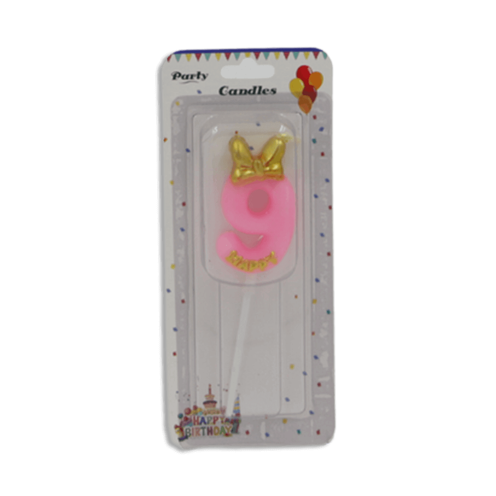 Pink-Designed-Number-Nine-Candle