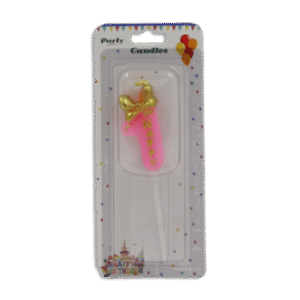 Pink Designed Number One Candle