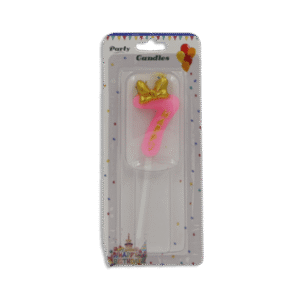 Pink Designed Number Seven Candle