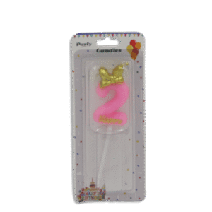 Pink Designed Number Two Candle