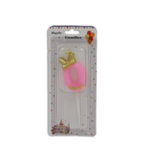 Pink Designed Number Zero Candle