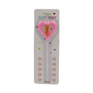 Pink Heart Design Number 1 Candle