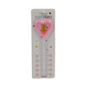 Pink Heart Design Number 3 Candle