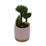 Rose Vase with Palm Trees and Plants and Purple Flower