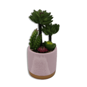 Rose Vase with Palm Trees and Plants and Purple Flower