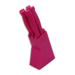 Set of 6pcs Dark Pink Knives with Plastic Base