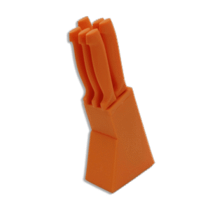 Set of 6pcs Orange Knives with Plastic Base
