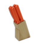 Set of 6pcs Orange Knives with Wooden Base