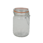 Round Glass Storage Jar with Embossed Design Airtight Lid Clear