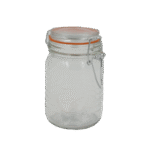 Round Glass Storage Jar with Embossed Design Airtight Lid Clear