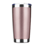 Stainless 500ml Rose Gold Mug with Transparent Lid