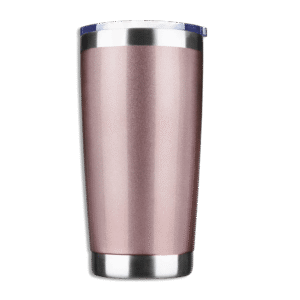 Stainless 500ml Rose Gold Mug with Transparent Lid