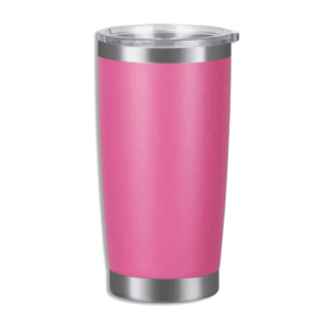 Stainless 500ml Pink Mug With Transparent Lid