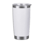 Stainless 500ml White Mug with Transparent Lid