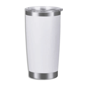 Stainless 500ml White Mug With Transparent Lid