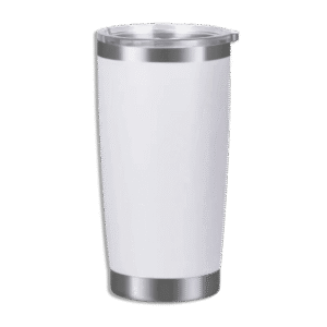 Stainless 500ml White Mug with Transparent Lid